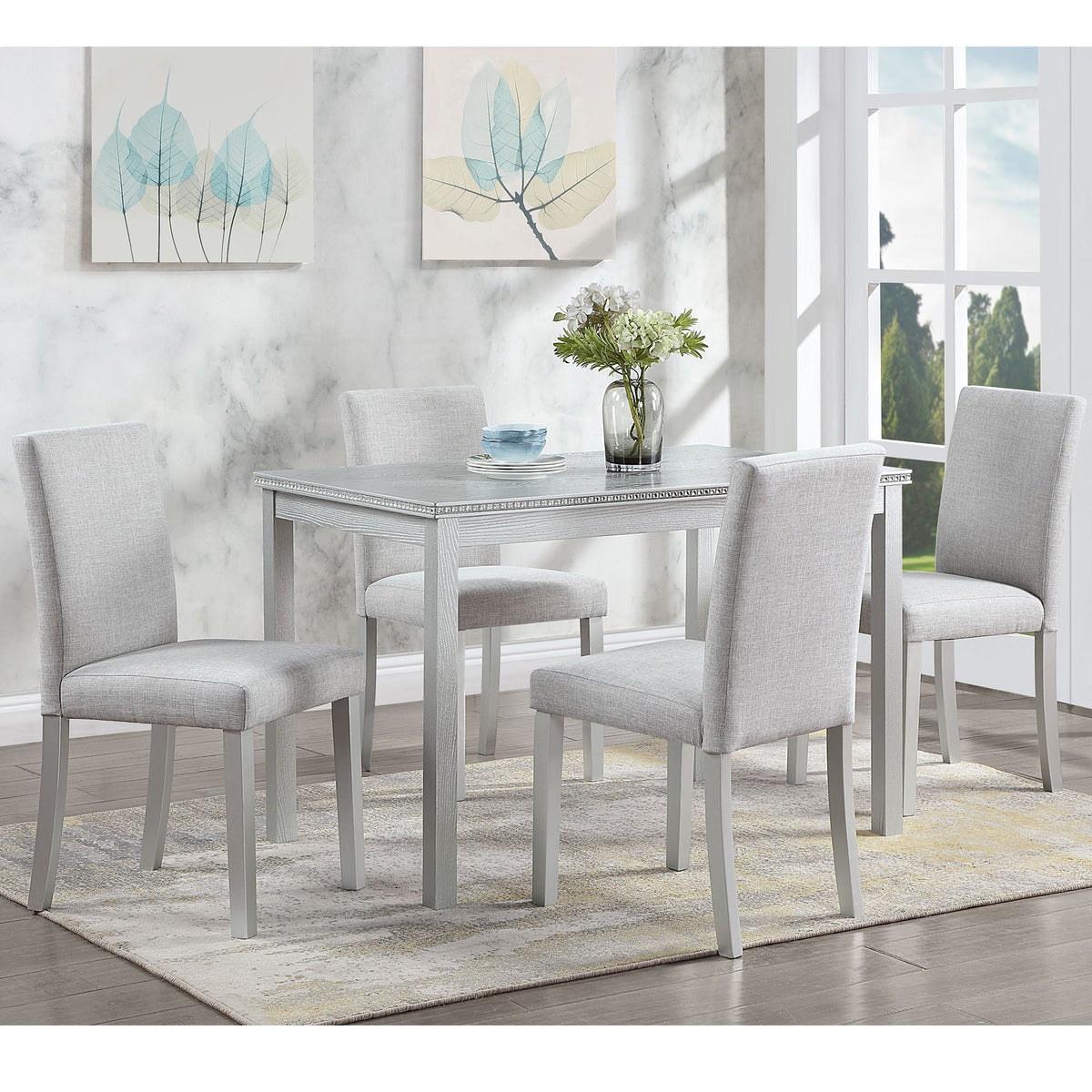 Dining Table Set With Crystal Decoration And Upholstered Chairs, photo 10 of 24