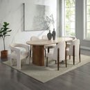 Leonardo - Dining Table - Travertine Top & Dark Oak by Unique Piece Furniture