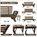 TOPMAX Outdoor Adjustable Patio Wooden Daybed Sofa Chaise Lounge