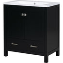30' Black Bathroom Vanity with Single Sink, Combo Cabinet Undermount Sink, Bathroom Storage Cabinet with 2 Doors and a Drawer, Soft Closing, Multifunctional Storage, Solid Wood Frame