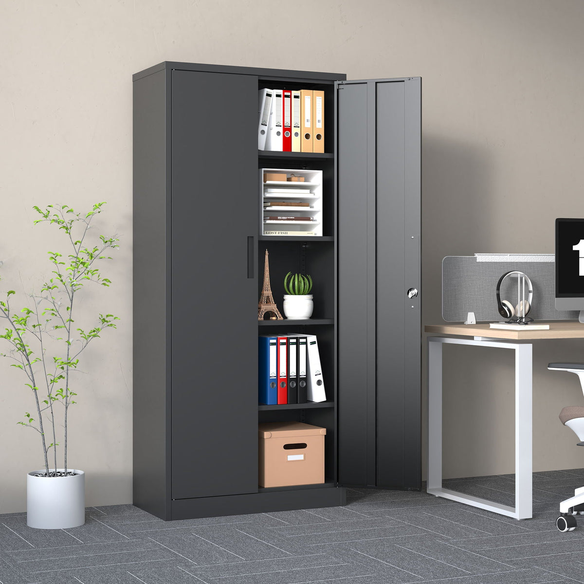 Heavy Metal Garage Storage Cabinet With Locking Doors, Steel, Adjustable Shelves, photo 8 of 34