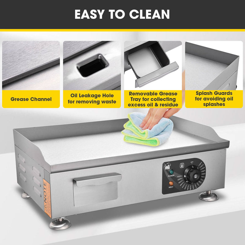 Yescom Electric Griddle with Lid Flat Top Grill 22in 3000W