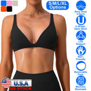 Women Deep V-Neck Sports Bras U-Shaped Back Sport Bras Padded StrappyÊCrop Open Back Low Impact Bras SexyÊFitnessÊTank Tops with Removable Pads for Gy