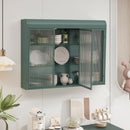 Arched Wall Mounted Cabinet, 3 Door Storage For Kitchen - Dark Green by HouseOfZazla