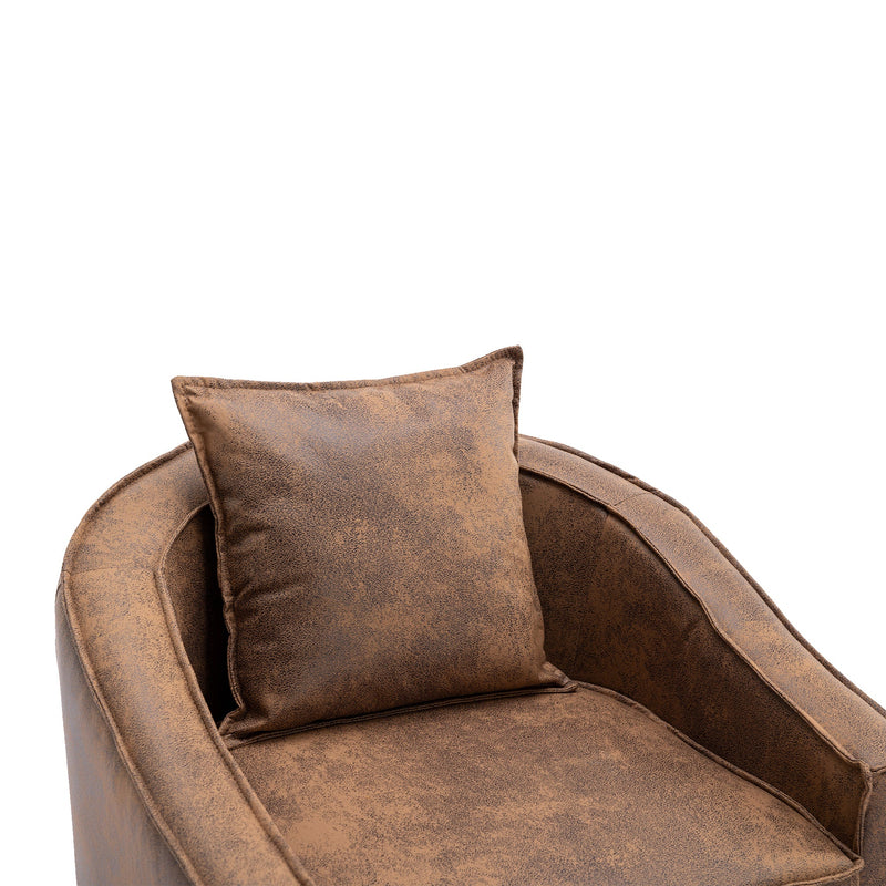 Accent Chair with Ottoman, Mid Century Modern Barrel Chair Upholstered Club Tub Round Arms Chair for Living Room