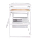 Modern Loft Bed With Built In Desk, Shelves, And 2 Drawers by HouseOfZazla