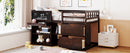 Low Loft Bed With Rolling Desk, Shelf And Drawers