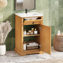 Bathroom Vanity With Integrated Sink, Soft-Closing Door - Natural Wood by HouseOfZazla