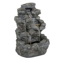 Concrete Rock Waterfall Fountain With LED Lights, Outdoor Garden Decor