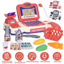Kids Cash Register Pretend Play Cashier Toy with Scanner Calculator Credit Card Money Grocery Products Educational Toy Gift for Kids Aged 3 4 5 6 Year