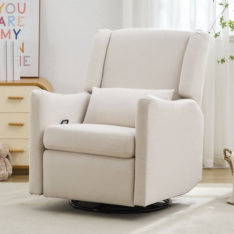 29.5'' Wide Wingback Swivel Rocker Recliner Chair, Glider Rocker Recliner, Rocking Chair Nursery for Living Room Bedroom Apartment,Linen,Beige