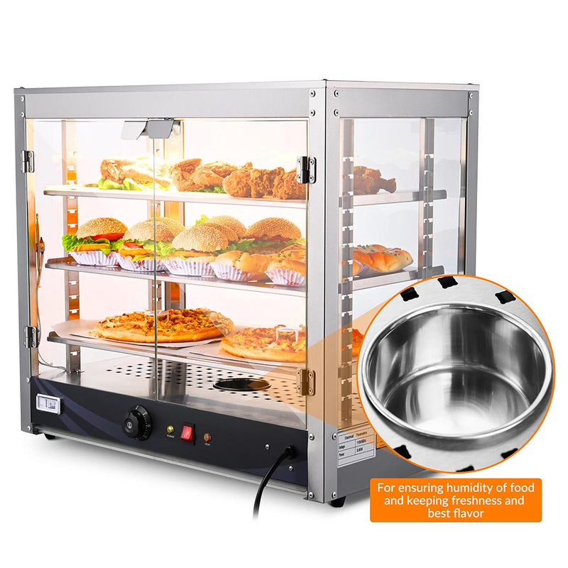 Yescom Pizza Food Warmer Commercial Countertop Display Case 3-Tier 27x15x24