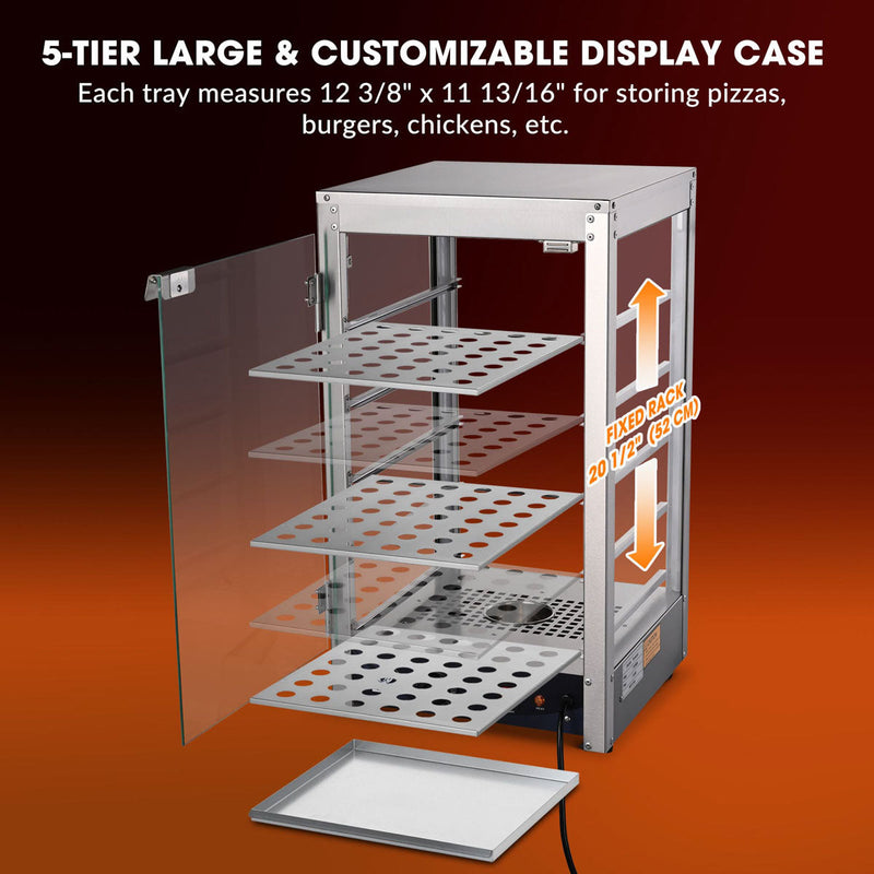 Yescom Pizza Food Warmer Commercial Countertop Display Case 5-Tier 15x15x28