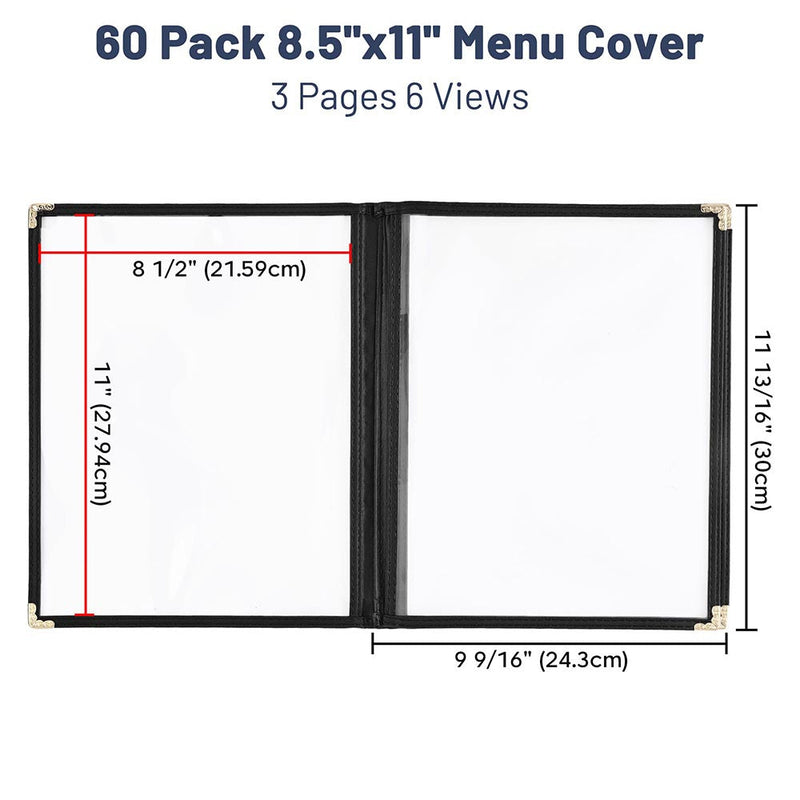 Yescom 60x Menu Covers 8.5x11 Restaurant Cafe 6 View