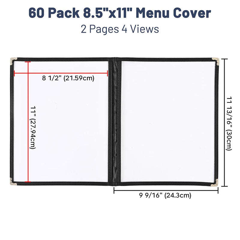 Yescom 60x Menu Covers 8.5x11 Restaurant Cafe 2-Page
