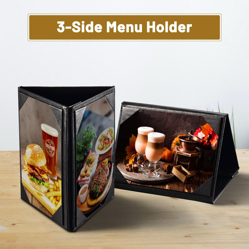 Yescom 3-Sided Table Tent Bar Cafe Cards Holder PU Leather
