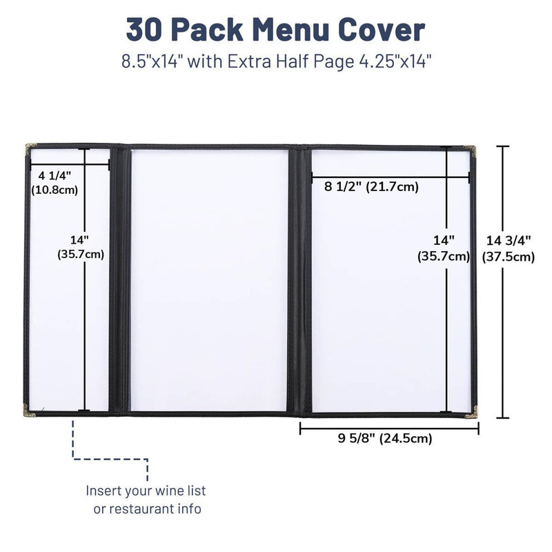 Yescom 30x Menu Covers Cafe Restaurant 8.5x14 & 4.25x14