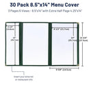 Yescom 30x Menu Covers Cafe Restaurant Green 8.5x14 & 4.25x14