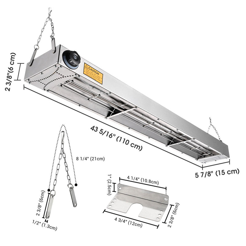 Yescom Food Warmer Overhead Heater 43 in. 1100W