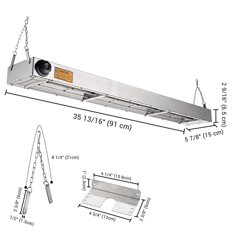 Yescom Food Warmer Overhead Heater 36 in. 1000W