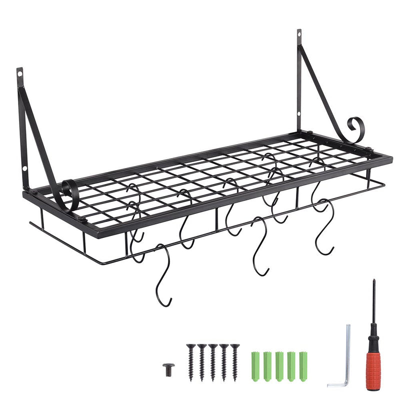 Yescom Wall Mounted Pots and Pans Rack 24 Inch w/ 10-Hook