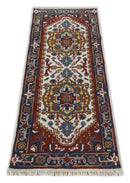 2.6x6 Hand knotted Gold, Ivory, Brown and Blue Traditional wool Area Rug by The Rug Decor