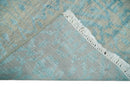 Hand Knotted Persian Traditional Vintage Area Rug 2.6x8 Camel and Blue Wool Silk
