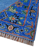 2.6x8 Hand Knotted Traditional Blue And Rust Wool Rug by The Rug Decor