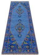 2.6x8 Hand Knotted Traditional Blue And Rust Wool Rug by The Rug Decor