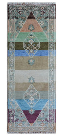 2.6x8 Hand Knotted Transitional Design Multicolor Wool Rug by The Rug Decor