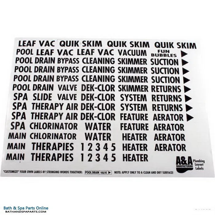 A&A Manufacturing Plumbing Labels (777704)