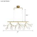 GobekUsa 27-Bulb Island Light Brass Finish Hanging Lamp with Glass Shade - Minimalist Branch Design