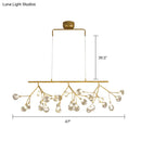 GobekUsa 27-Bulb Island Light Brass Finish Hanging Lamp with Glass Shade - Minimalist Branch Design