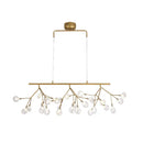 GobekUsa 27-Bulb Island Light Brass Finish Hanging Lamp with Glass Shade - Minimalist Branch Design