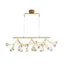 GobekUsa 27-Bulb Island Light Brass Finish Hanging Lamp with Glass Shade - Minimalist Branch Design