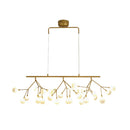 GobekUsa 27-Bulb Island Light Brass Finish Hanging Lamp with Glass Shade - Minimalist Branch Design