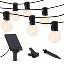 27 Ft Pro - Globe Solar LED Outdoor String Lights – Waterproof, G40 Retro Edison Filament Bulbs -Warm White