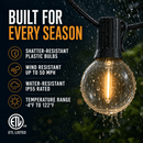 27 Ft Pro - Globe Solar LED Outdoor String Lights – Waterproof, G40 Retro Edison Filament Bulbs -Warm White