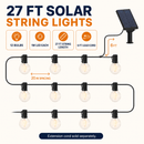 27 Ft Pro - Globe Solar LED Outdoor String Lights – Waterproof, G40 Retro Edison Filament Bulbs -Warm White