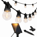 27 Ft Solar LED Outdoor String Lights – 1W Retro Edison Globe Bulbs Waterproof - 27 Ft Bistro Lights
