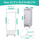 27-Inch 20.5 Cu.Ft Commercial Solid Door Stainless Steel Reach-In Freezer (SAK29705) by SAKSBY WHOLESALE