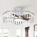 27" Modern Brush Nickel Flush Mount Reversible Ceiling Fan with Lighting and Remote Control