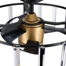 27" Modern DC Motor Downrod Mount Reversible Crystal Ceiling Fan with Lighting and Remote Control