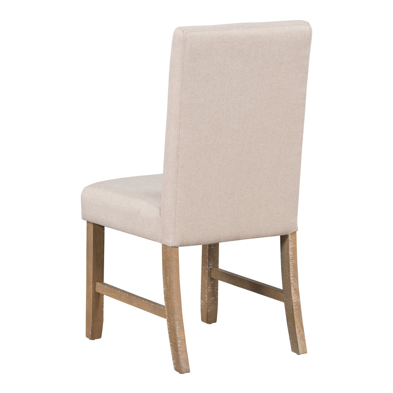 5-Piece Retro Functional Dining Set with Extendable Round Table with Removable Middle Leaf and 4 Upholstered Chairs for Dining Room and Living Room (Natural Wood Wash)