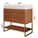 29.9" Modern Free-standing Bathroom Vanity with Sintered Stone Top