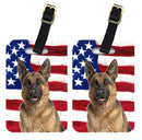 USA American Flag with German Shepherd Luggage Tag