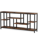 Tribesigns - Extra Long Console Table, 3 Tier With Storage Shelves - Rustic Brown by HouseOfZazla