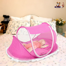 Foldable Baby Travel Bed Portable Infant Mosquito Net Tent Crib Cradle w/ Pillow Mattress Music Box for 0-3 Kids