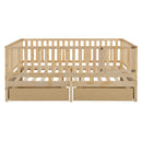 Daybed With Fence Guardrails And 2 Drawers, Split Into Independent Floor Bed & Daybed by HouseOfZazla