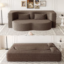 Modern Floor Sofa, With 2 Pillows, Convertible Teddy Fabric Foam Filled Bed